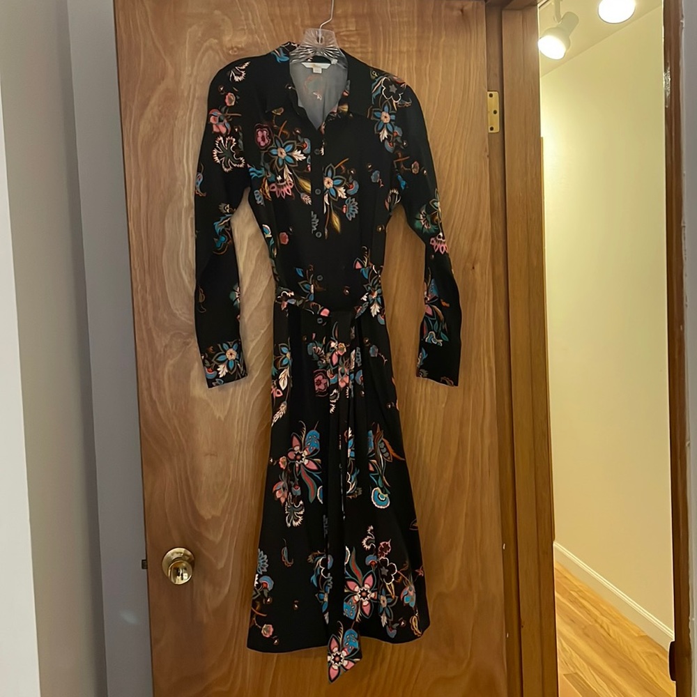 Boden size 8 black floral shirt dress, worn once